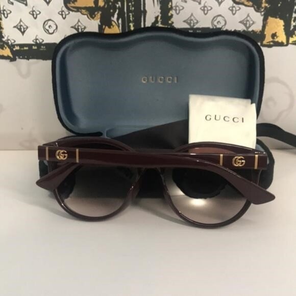 New Authentic Gucci GG0636SK 003 Brown Gradient Cat-Eye Sunglasses - Picture 9 of 10